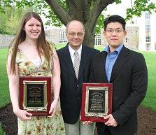 Anne C. Ameno (left) and Hyun Yoon pictured with Professor Robert Kraynak