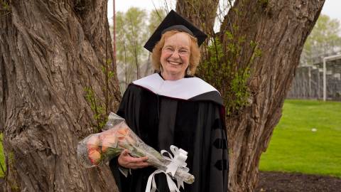 Irene Brown in academic regalia