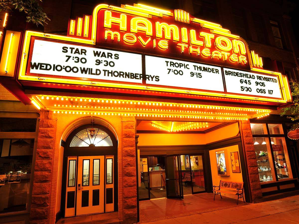 The marquee at Hamilton Movie Theater