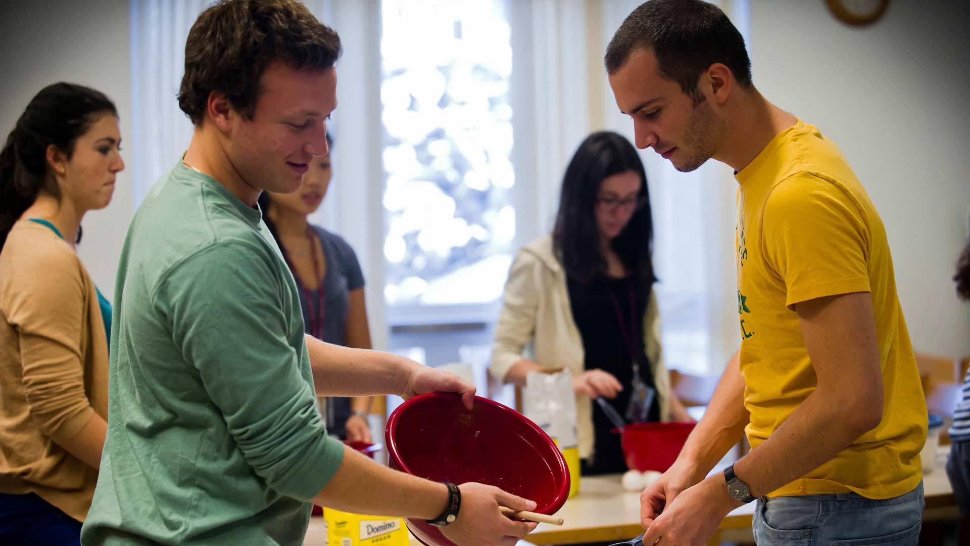 The Challah for Hunger Charity Bread Making Event takes place in the Saperstein Jewish Center.