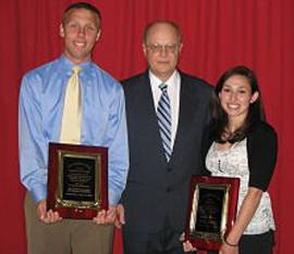 Daniel Fichtler (left) and Jennifer Frey pictured with Professor Robert Kraynak