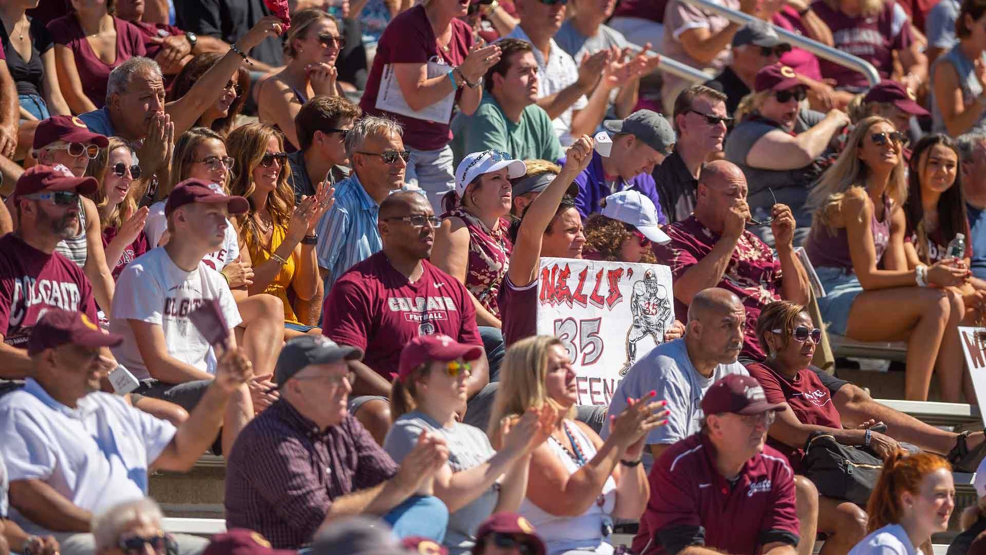 Fans of the Raiders in the stands at Andy Kerr Stadium