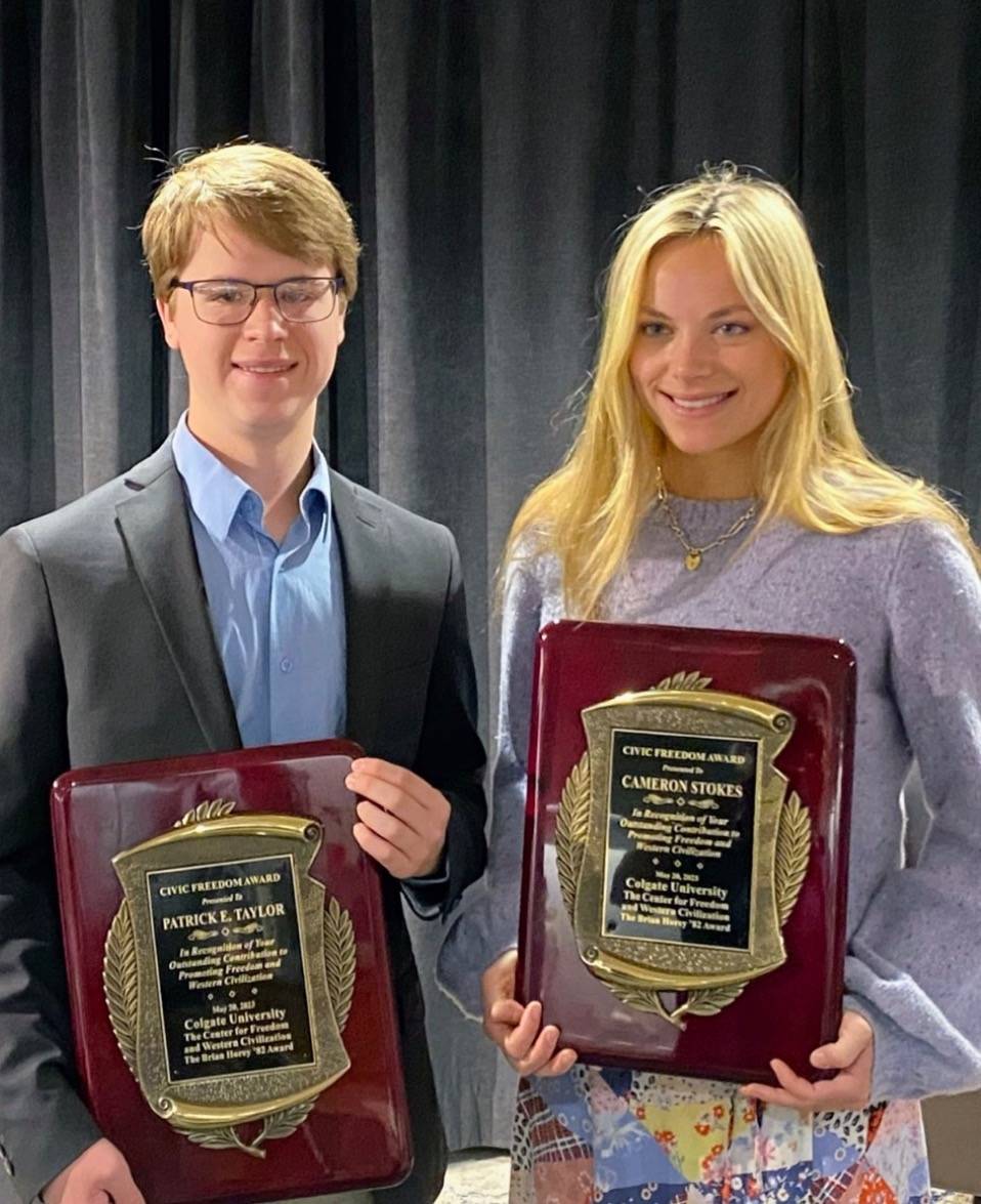 2023 award winners Patrick E. Taylor '23 and Cameron Stokes '23.