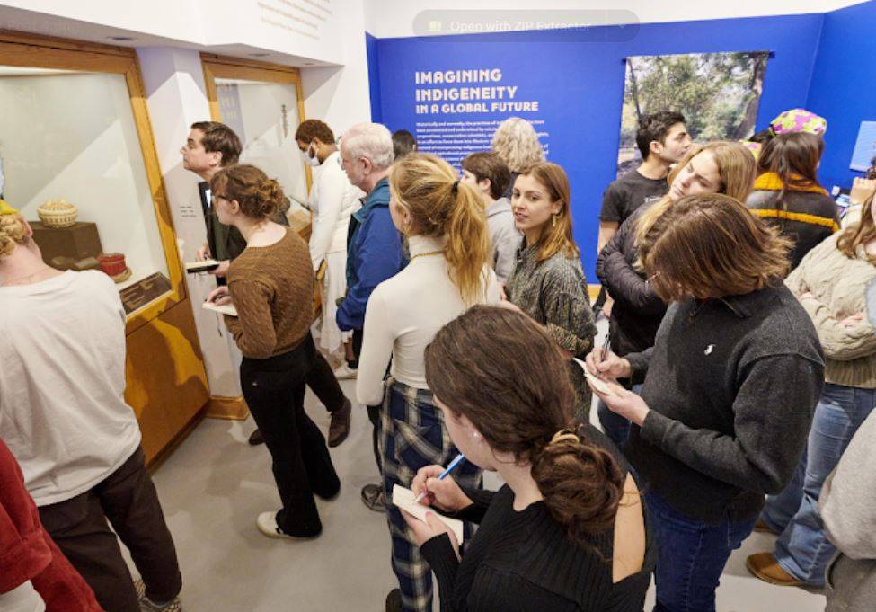 A group of students visit Longyear exhibition