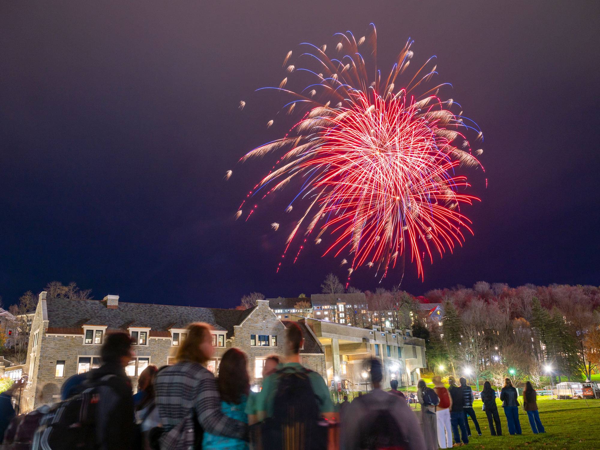 fireworks over campus