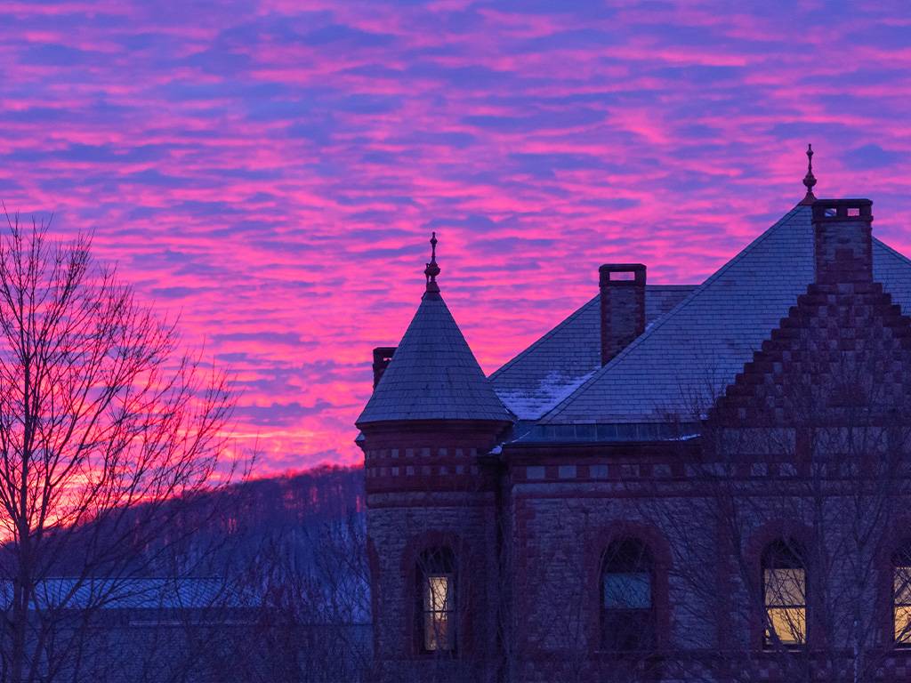 James B. Colgate Hall is usually the first stop for visitors to campus. It was originally opened in January 1891 as the University’s campus library. 