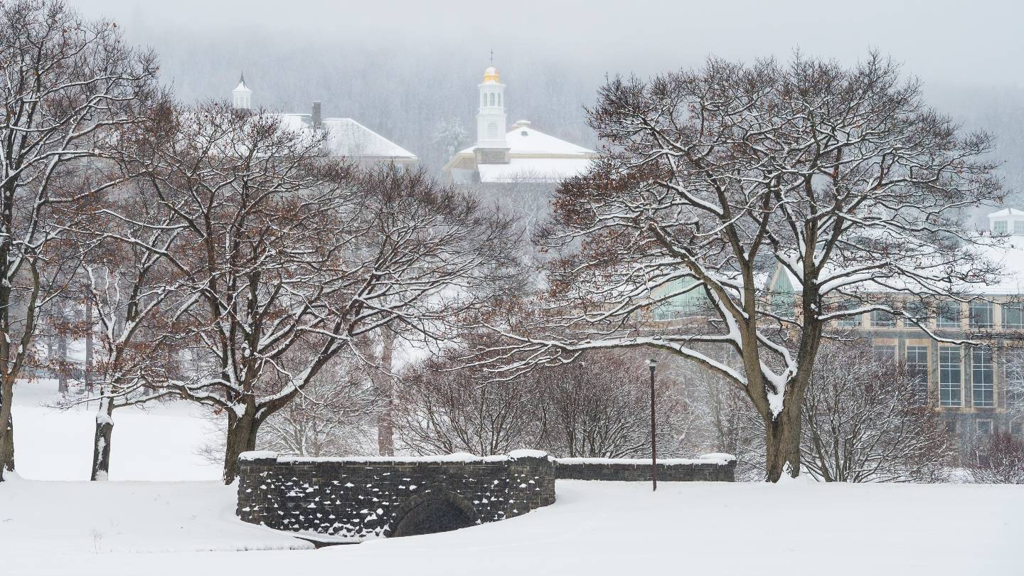 Campus covered in snow