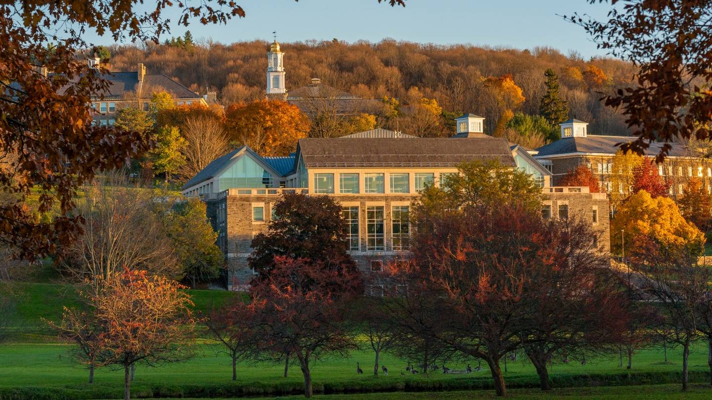 Fall foliage photo of campus