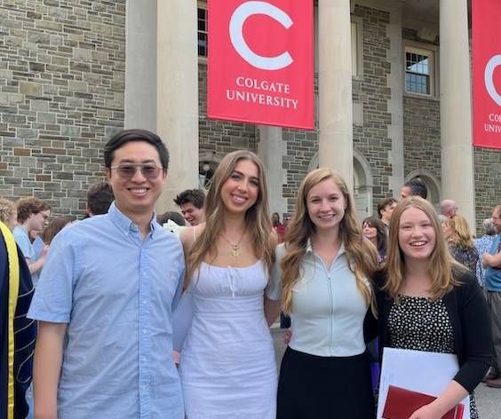 L-R: Jason Qian '24, Sophia Ceconi '26, Emily Balog '24, and Katrina Wright '26 after receiving Geography honors.