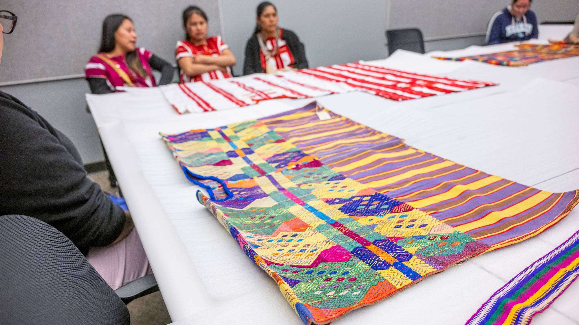 Woven material on table