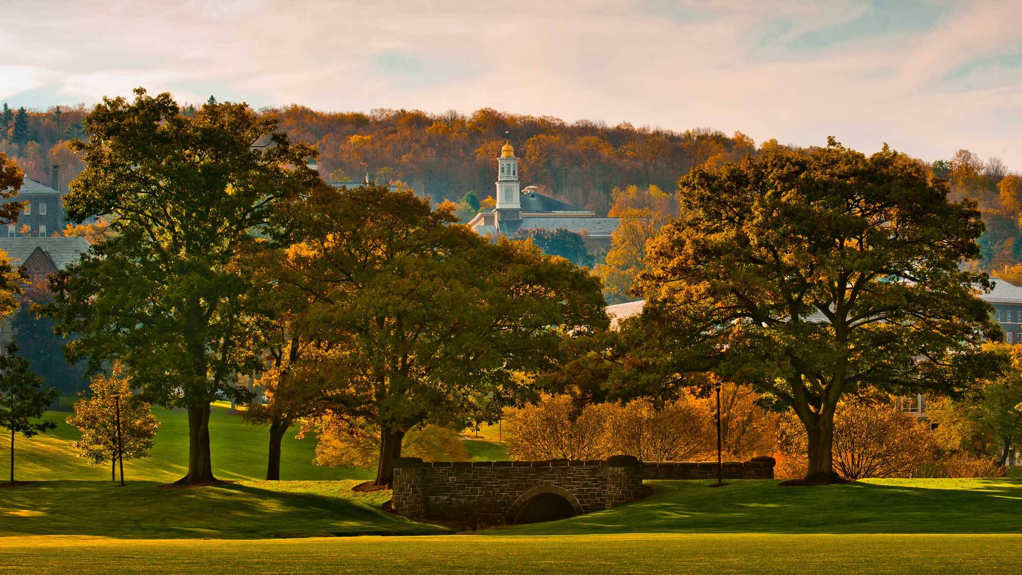 campus with autumn foliage