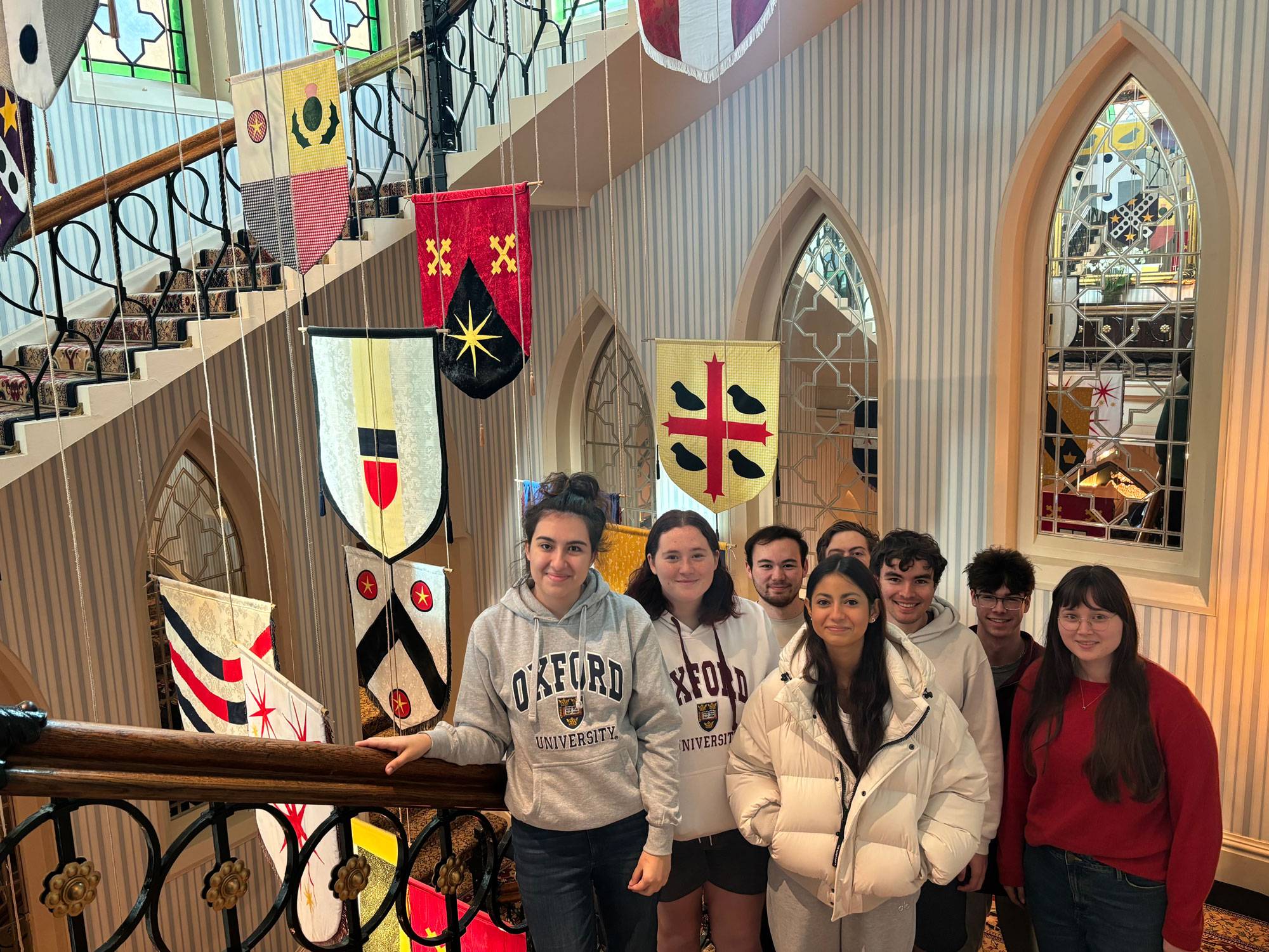 Students gathered on staircase 